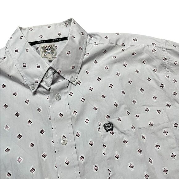 CINCH Geometric Print Button Down Western Shirt Gray Size Medium - Picture 5 of 10
